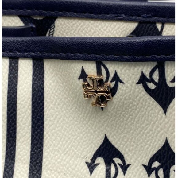 NWT & COA Tory Burch Navy and Cream Nautical Tote - Picture 2 of 9